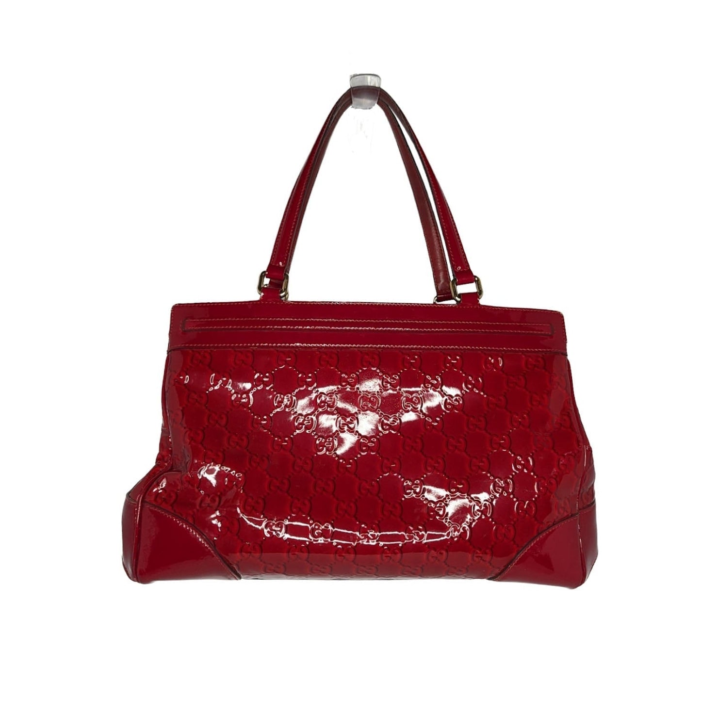 Gucci Patent Guccissima Medium Mayfair Tote Red