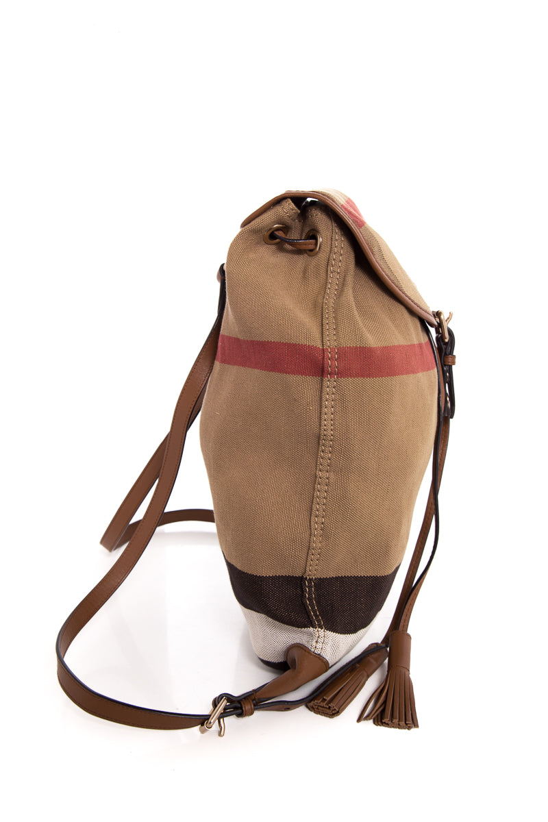 Burberry Nova Plaid Canvas Backpack