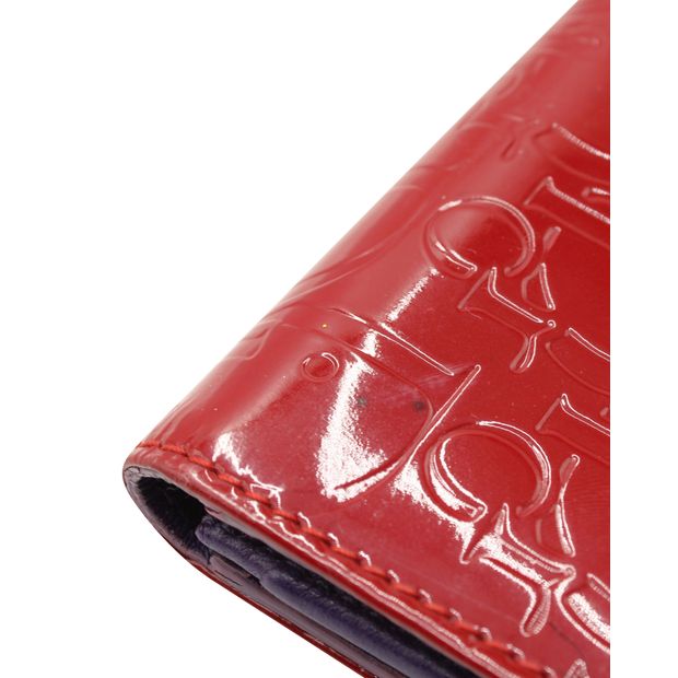 DIOR Red Oblique Patent Leather Wallet