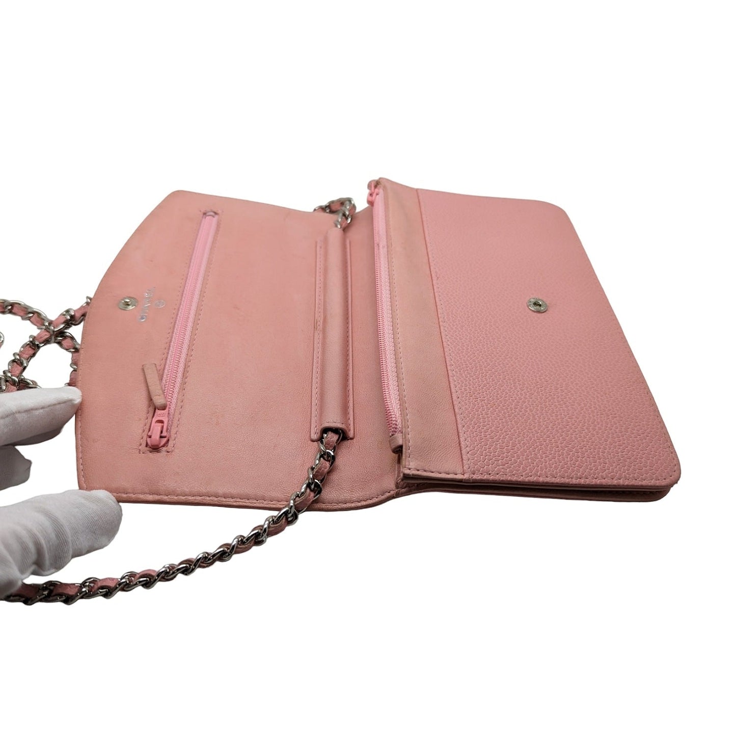 Chanel Vintage Pink Caviar Timeless Wallet On Chain WOC