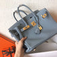 HM Birkin Electric Blue Lin J7 For Women Gold Toned Hardware 11.8in/30cm
