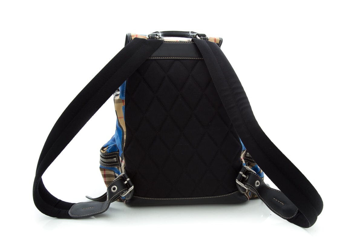 Burberry Blue Graffiti Checked Backpack