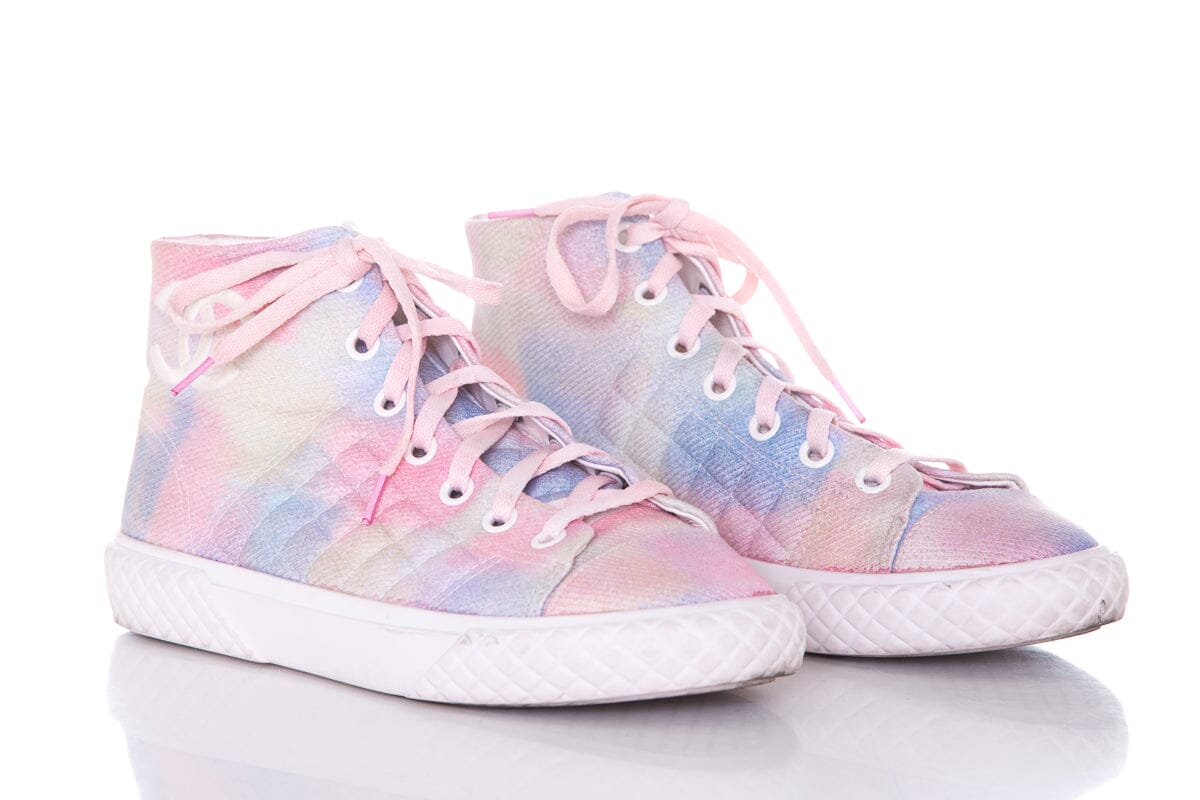 Chanel Multicolor Canvas Tie Dye High Top Sneakers SZ 39.5