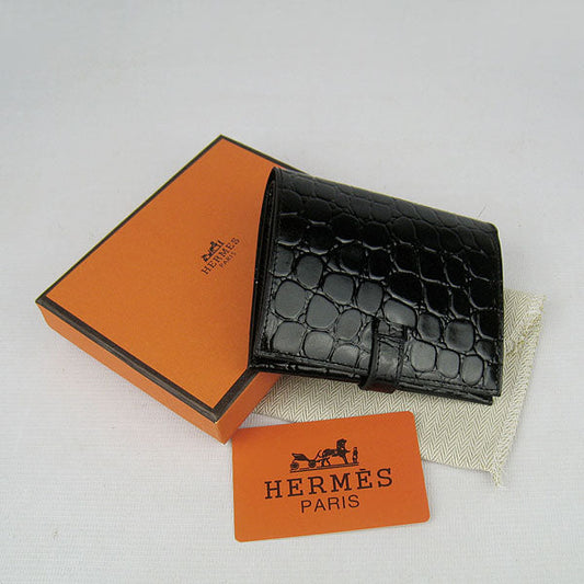 Hermes Wallet H006 Wallet Crocodile Black