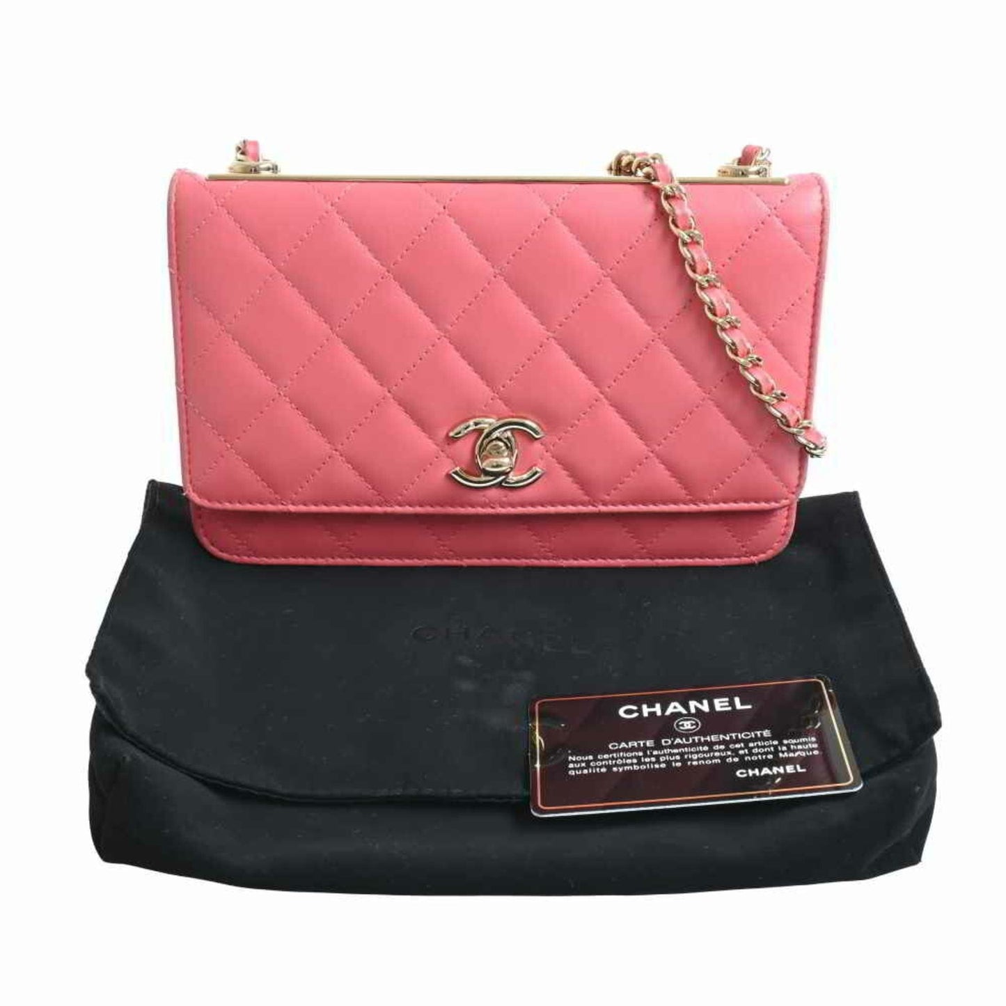 Chanel Pink Leather Wallet On Chain wallet accessories