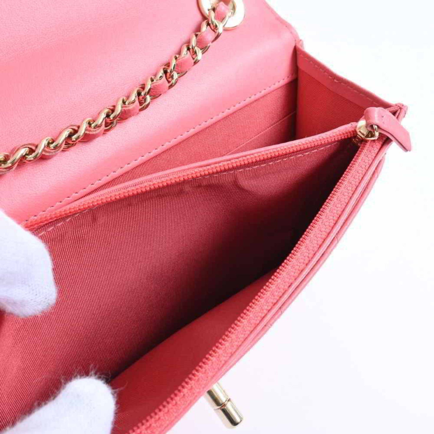 Chanel Pink Leather Wallet On Chain wallet accessories