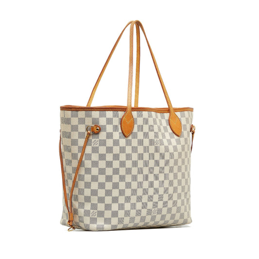 White Louis Vuitton Damier Azur Neverfull MM Tote Bag