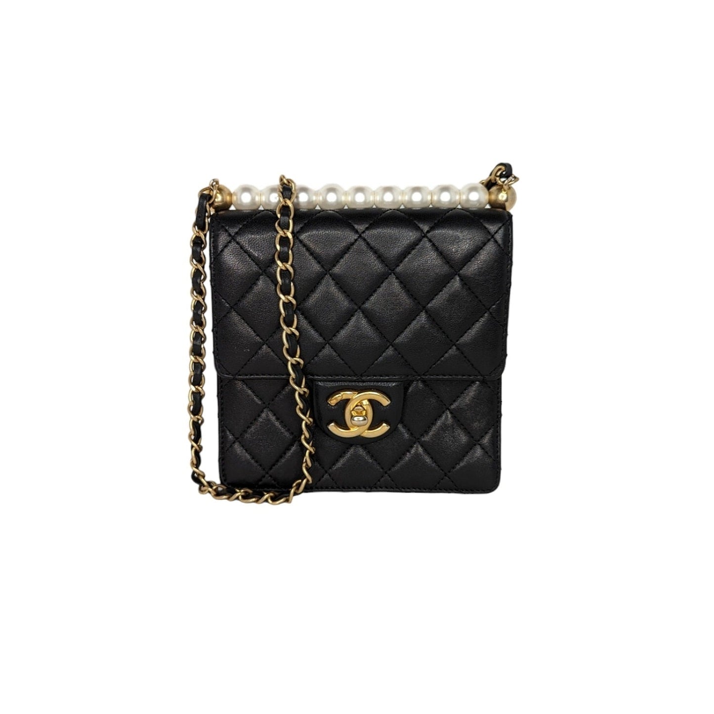 Chanel Small Goatskin Quilted Chic Pearls Crossbody Flap