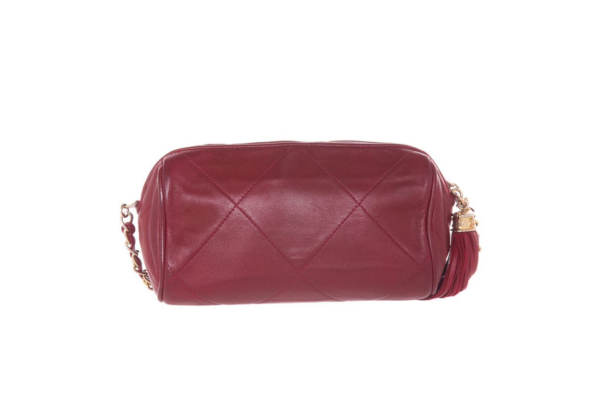 Chanel Vintage Red Leather Crossbody Handbag