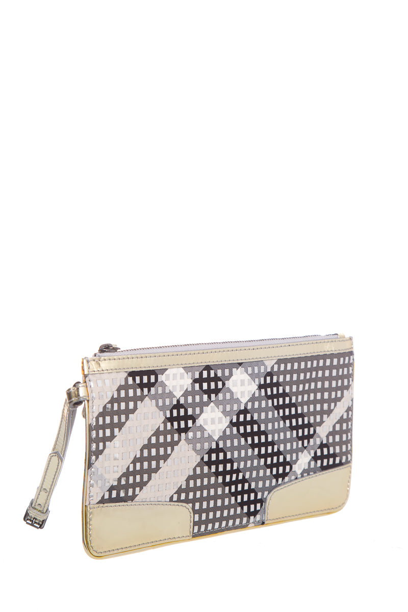 Burberry Nova Plaid & Metallic Wristlet