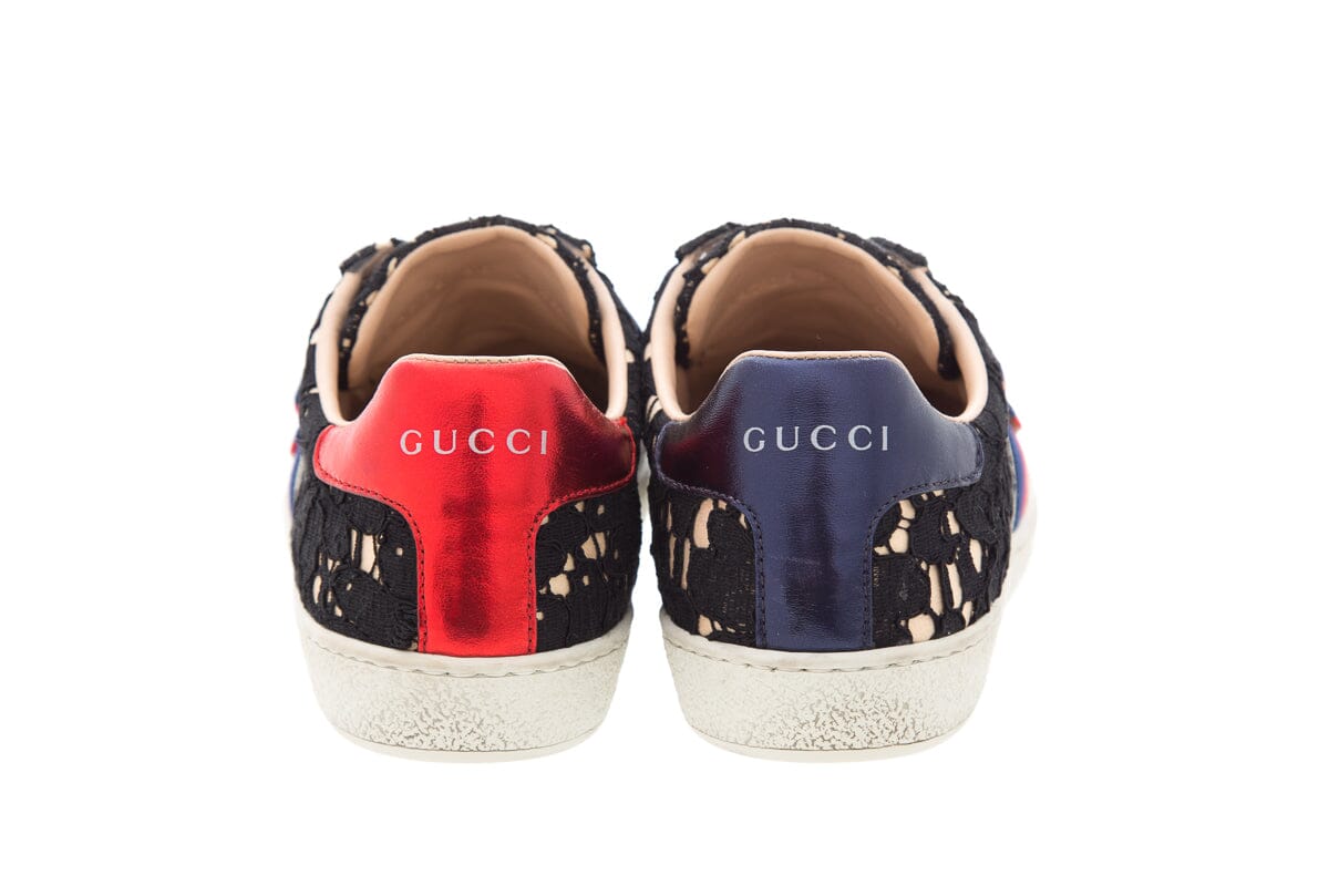 Gucci Black Lace & Multi Sneakers  SZ 36