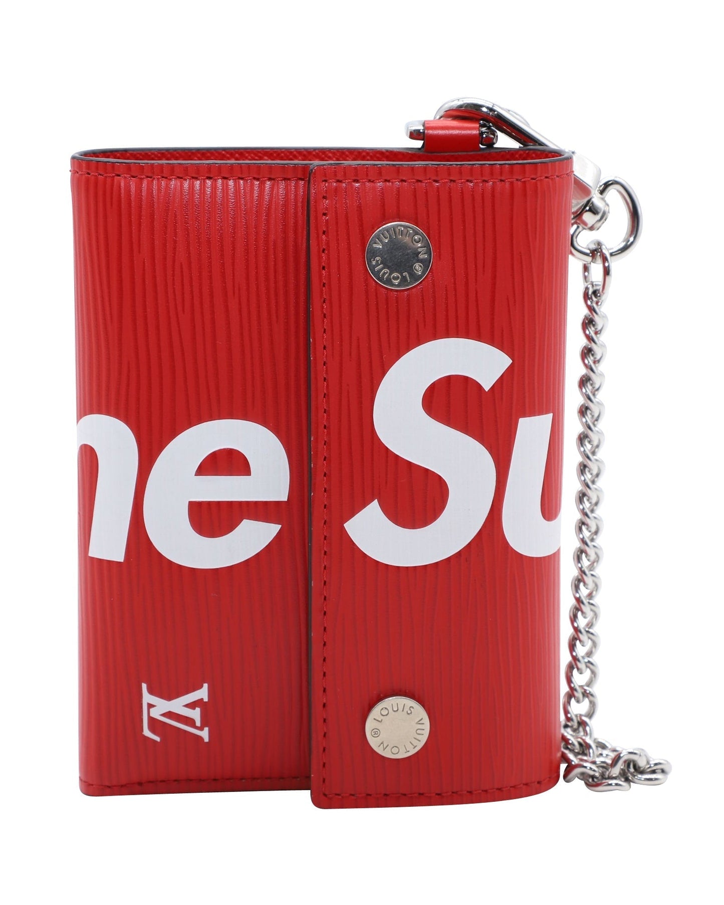 Louis Vuitton Red Leather Supreme Chain wallet accessories