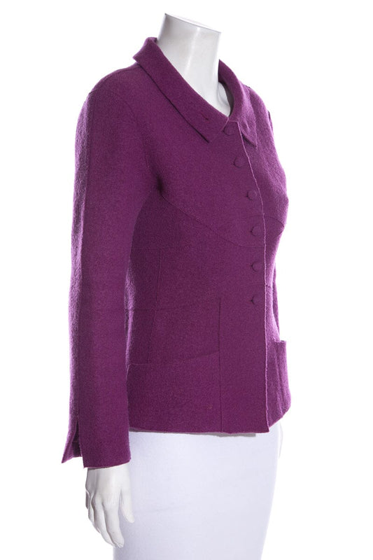 Chanel Purple 1999 A/W Boiled Wool Jacket SZ 36