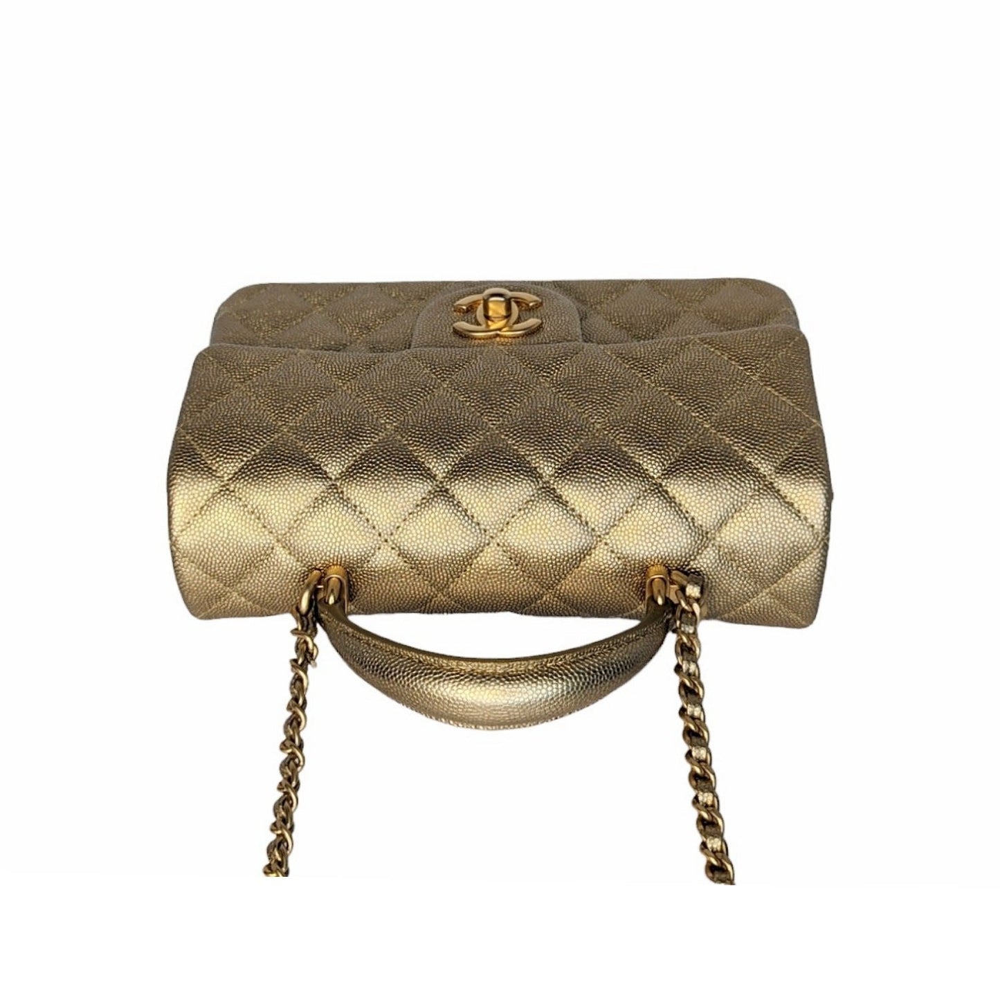 Chanel Metallic Grained Calfskin Mini Top Handle Bag