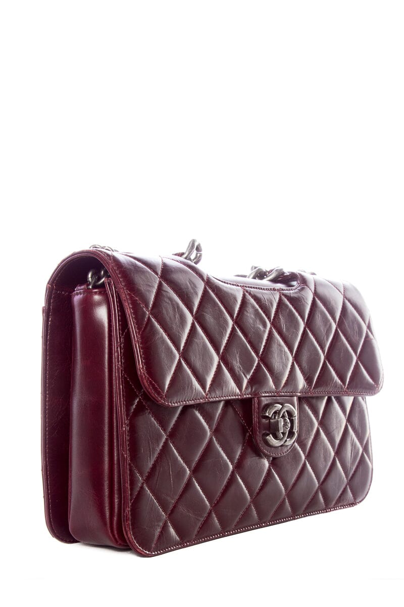 Chanel Perfect Edge Flap Burgundy with Silver Hardware Handbag