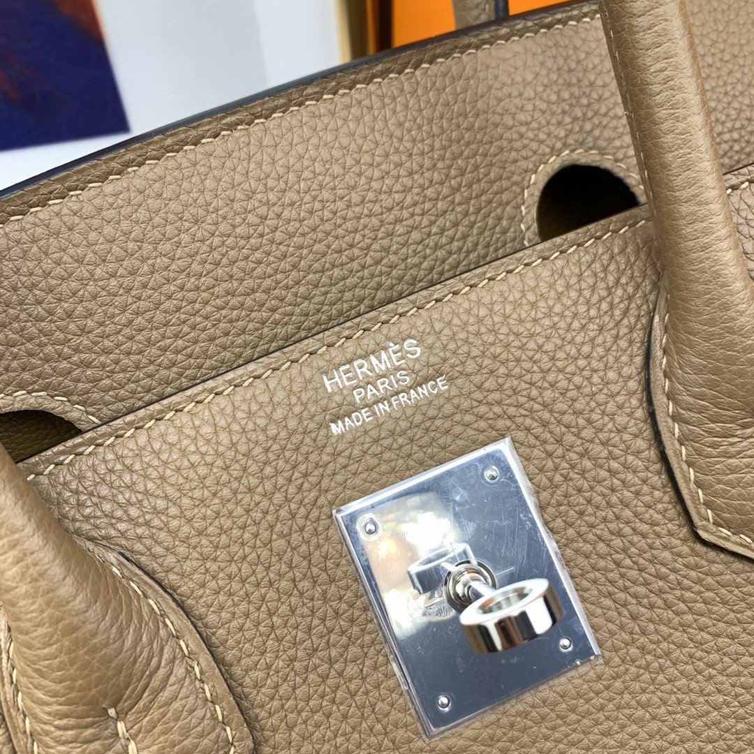 HM Birkin 30 Togo Etoupe Bag Silver Hardware For Women, Womenâ€™s Handbags 11.8in/30cm