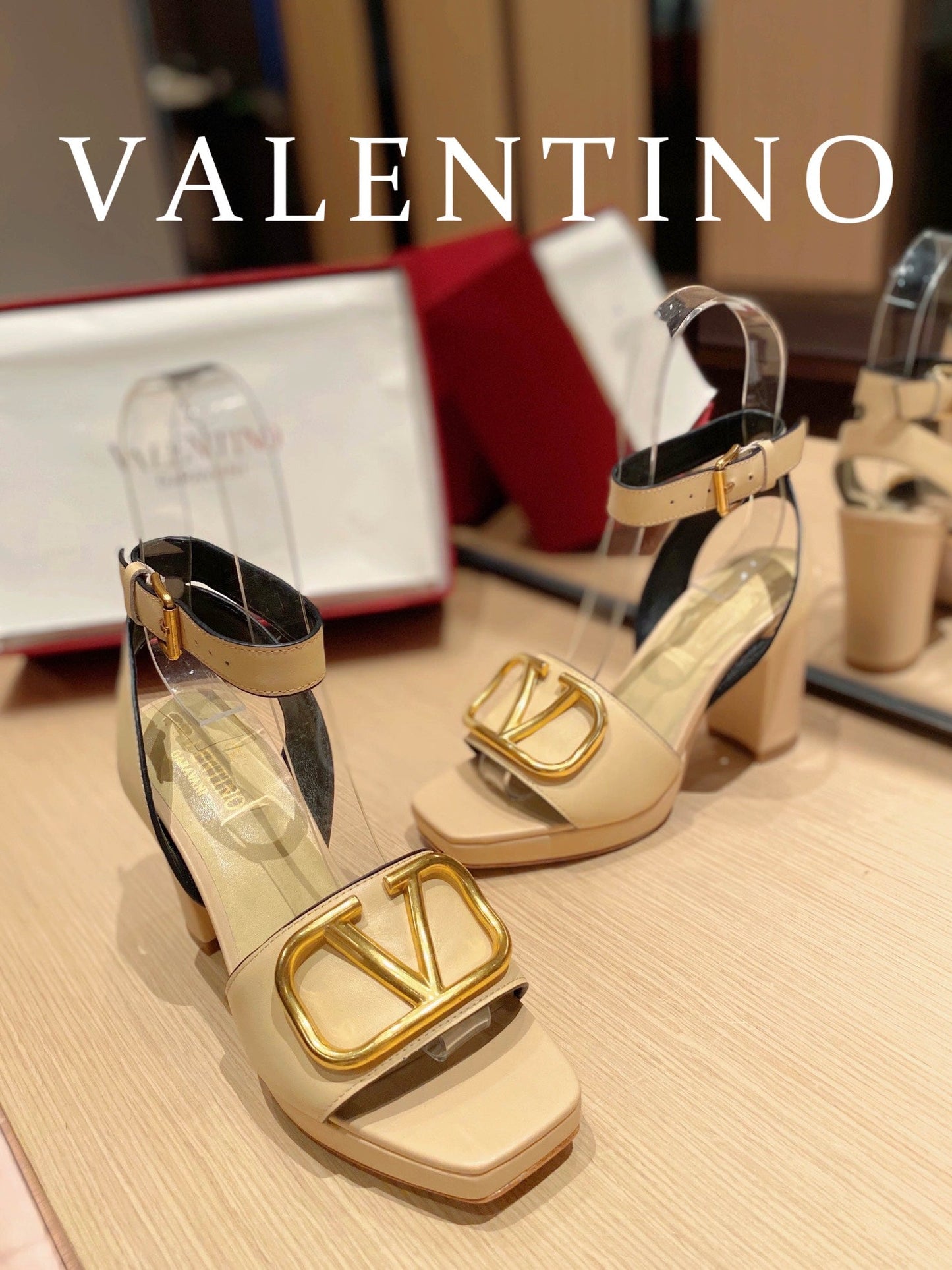 Valentino Garavani Strap Heeled Sandals With V Logo Signature Embellishment Light Yellow For Women