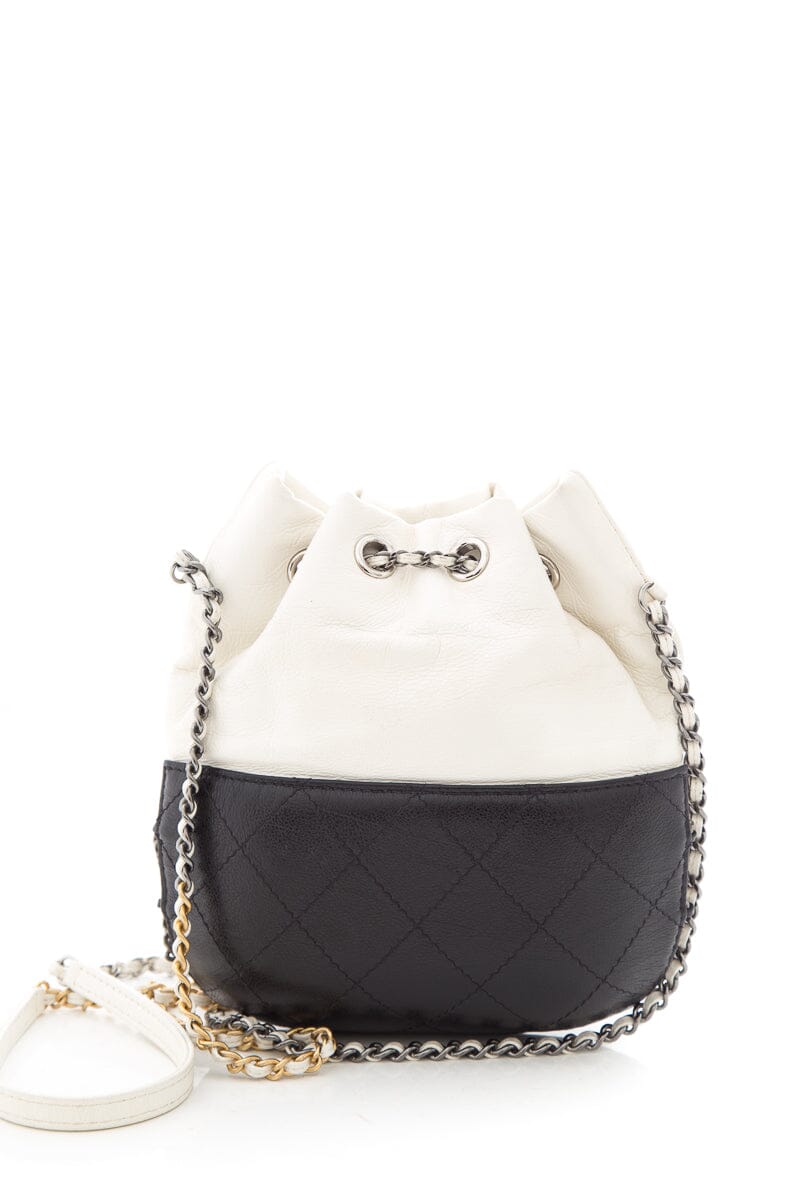 Chanel Black & Cream Gabrielle Small Drawstring Handbag