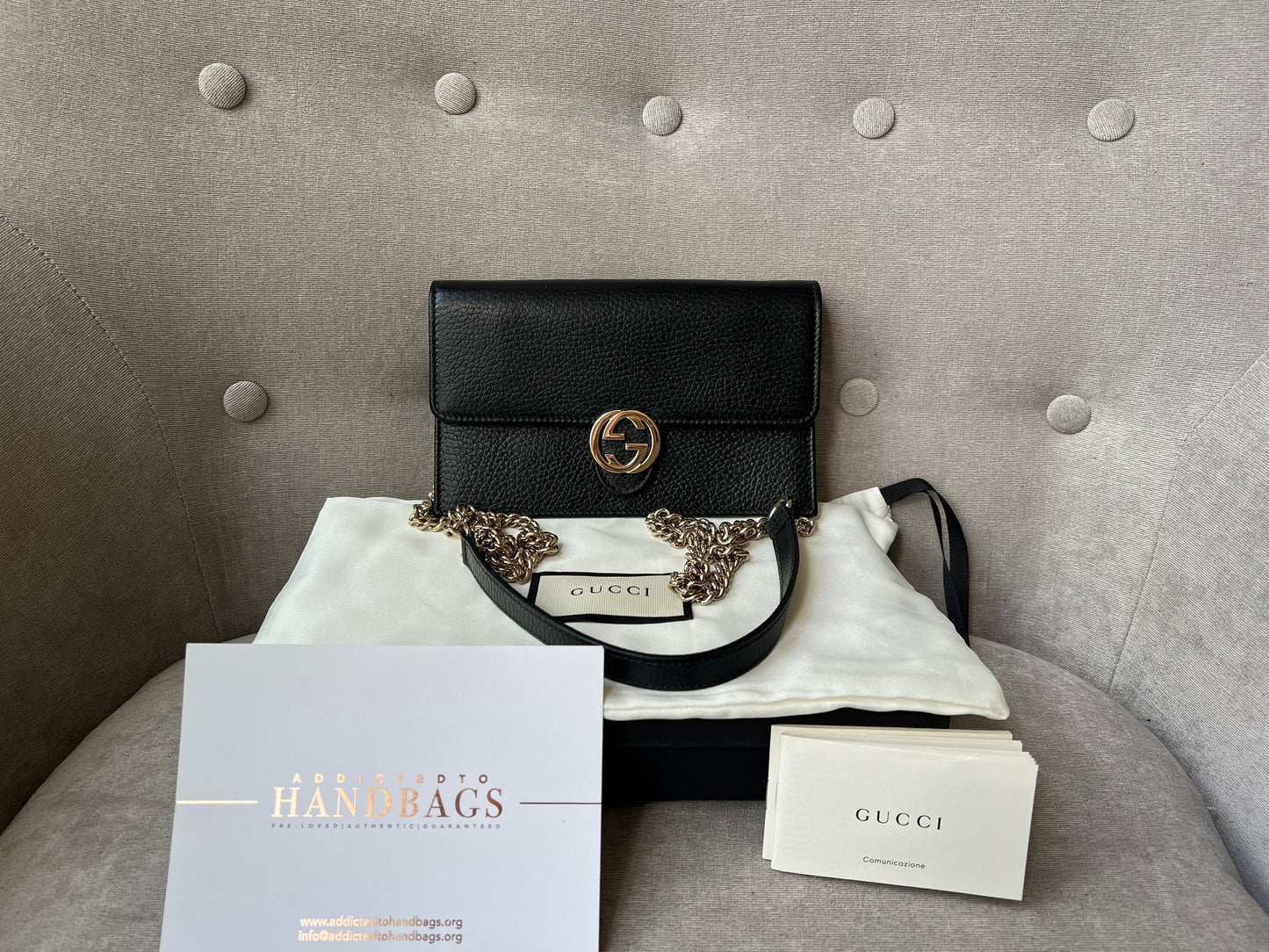 Gucci Black Interlocking GG Chain Wallet