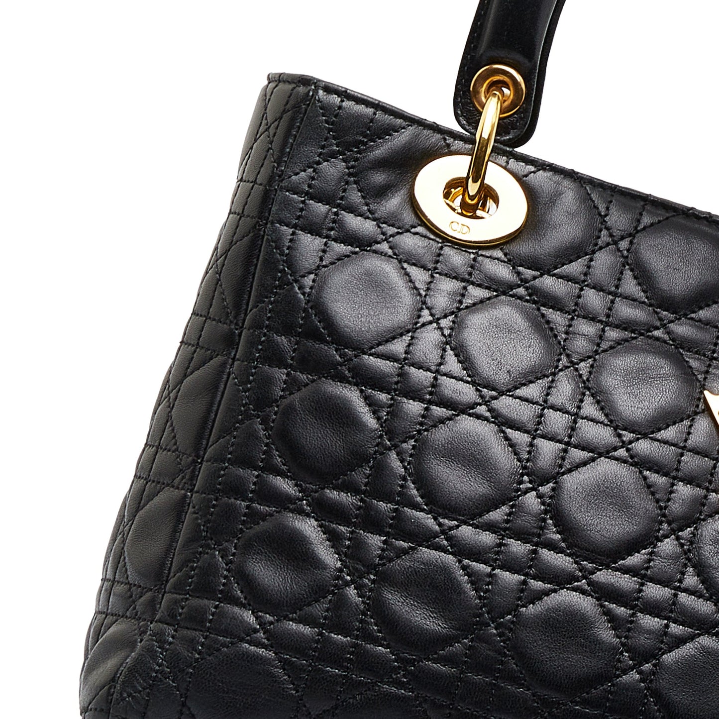 Dior Lady Dior Medium Black Cannage Quilted Leather