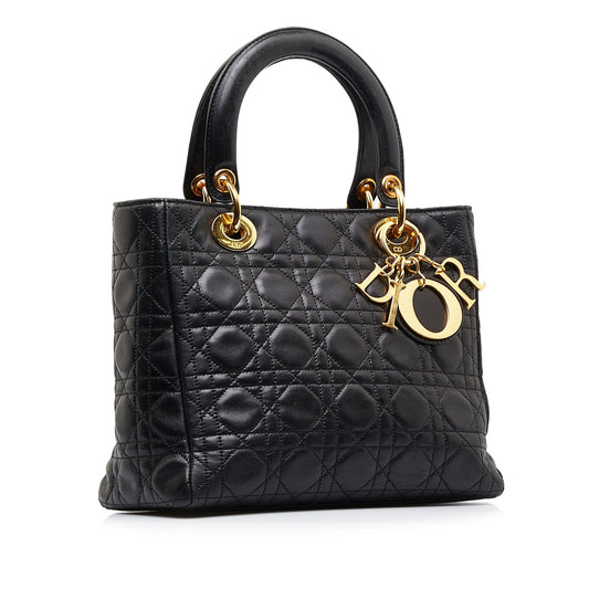 Dior Lady Dior Medium Black Cannage Quilted Leather