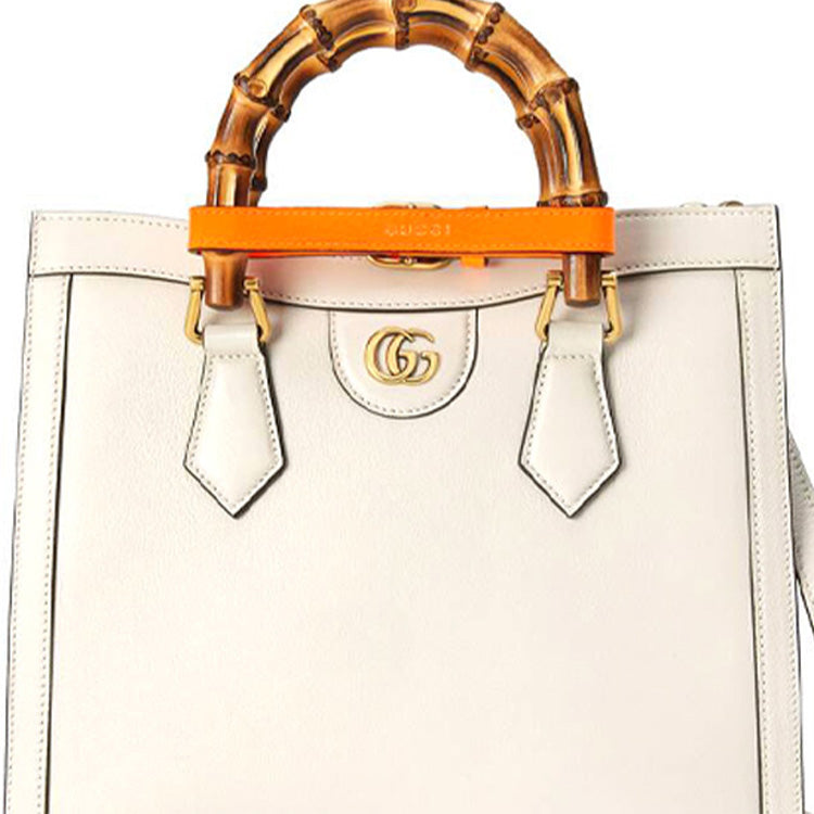 (WMNS) GUCCI Diana Series Tote Leather SingleShoulderMessengerHandholdBag SmallSize White 660195-17QDT-9060