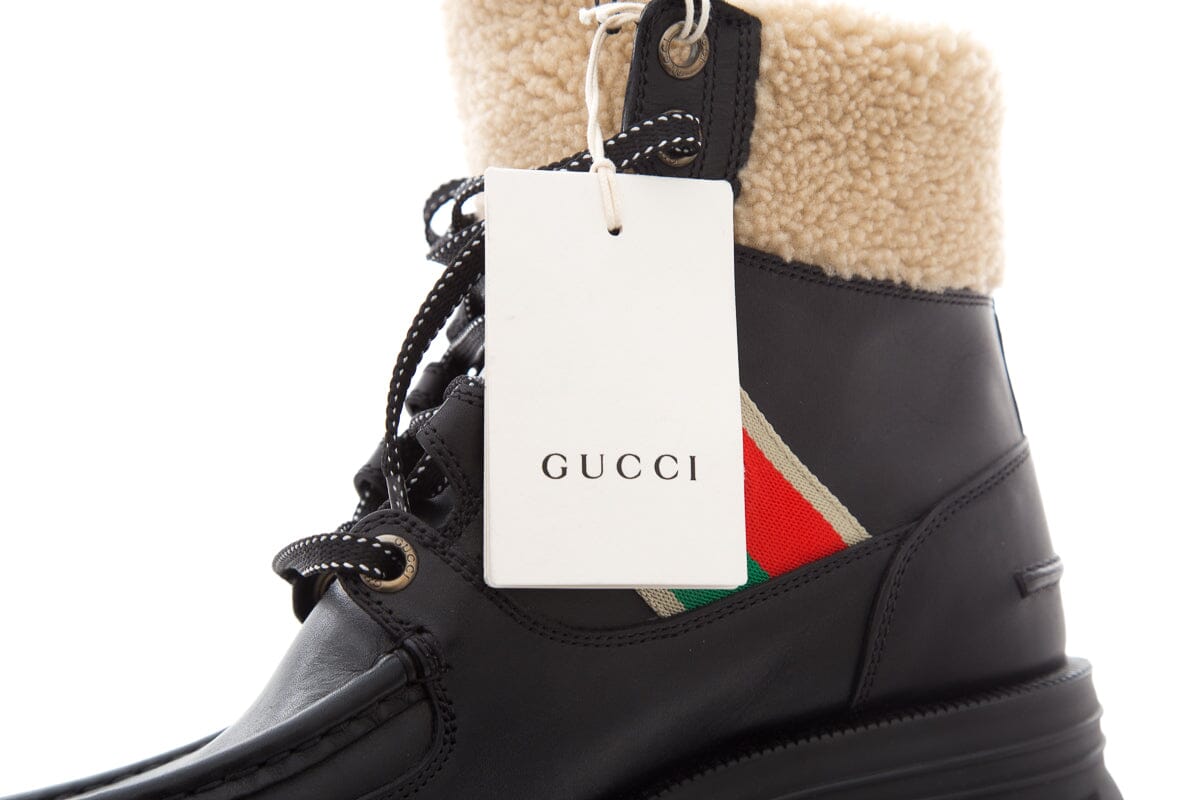 Gucci Black Romance Shearling & Leather Boots SZ 39 NWT