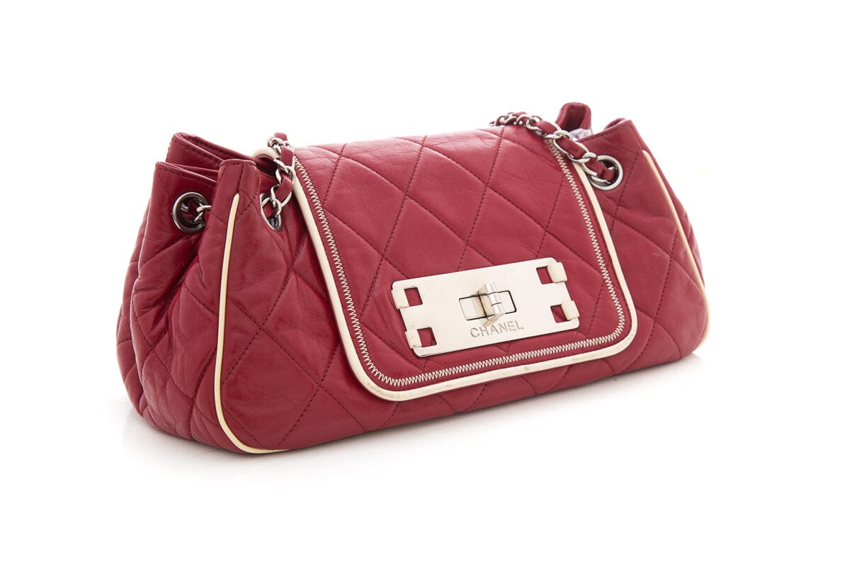 Chanel 2008/2009 Red Quilted "East/ West 2.55 Reissue" Handbag