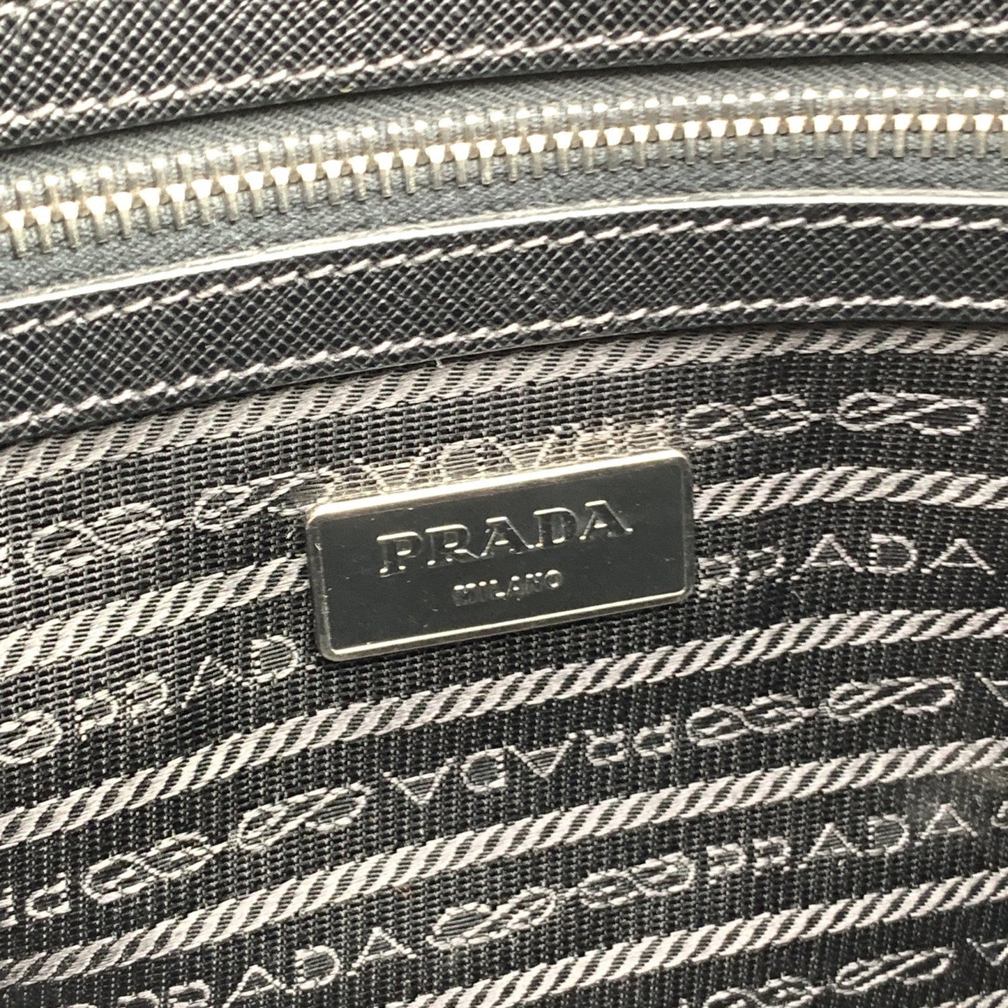 PRADA Black Saffiano Leather Zip Top Briefcase Satchel Work Bag