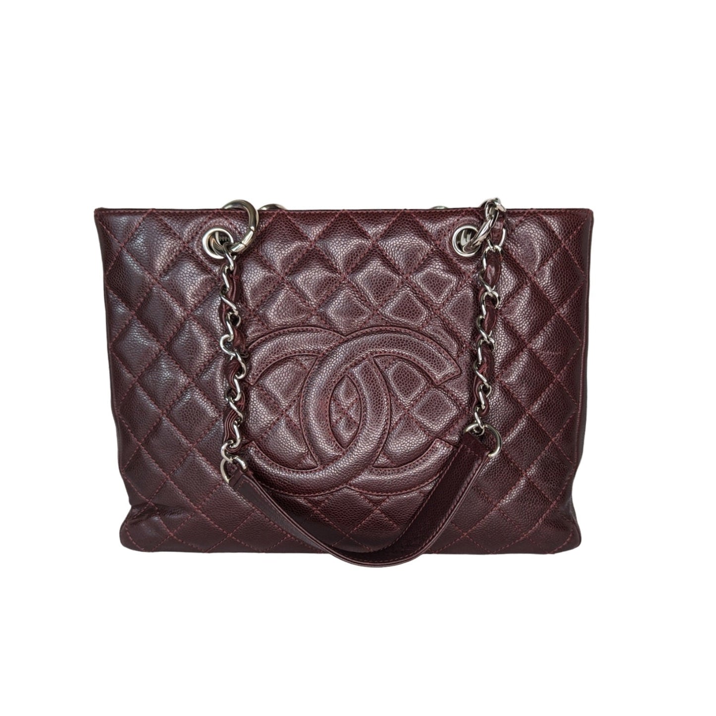 Chanel bags Burgundy Quilted Caviar Grand Shopping Tote GST