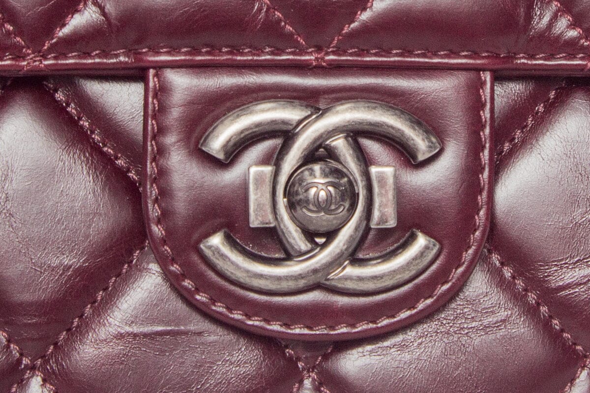 Chanel Perfect Edge Flap Burgundy with Silver Hardware Handbag