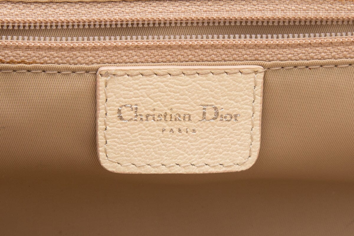 Dior Cream Monogram Canvas Trotteur Bowling Handbag