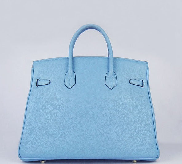 Hermes Birkin 35cm Togo Leather Handbags Light Blue Golden