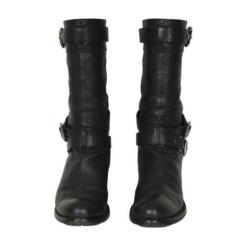 Dior Cannage Pattern Leather Moto Boots