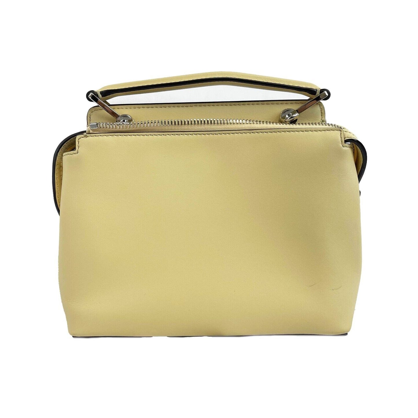 FENDI -DotCom Faces Convertible Small Yellow Satchel - Top Handle w/ Chain Strap