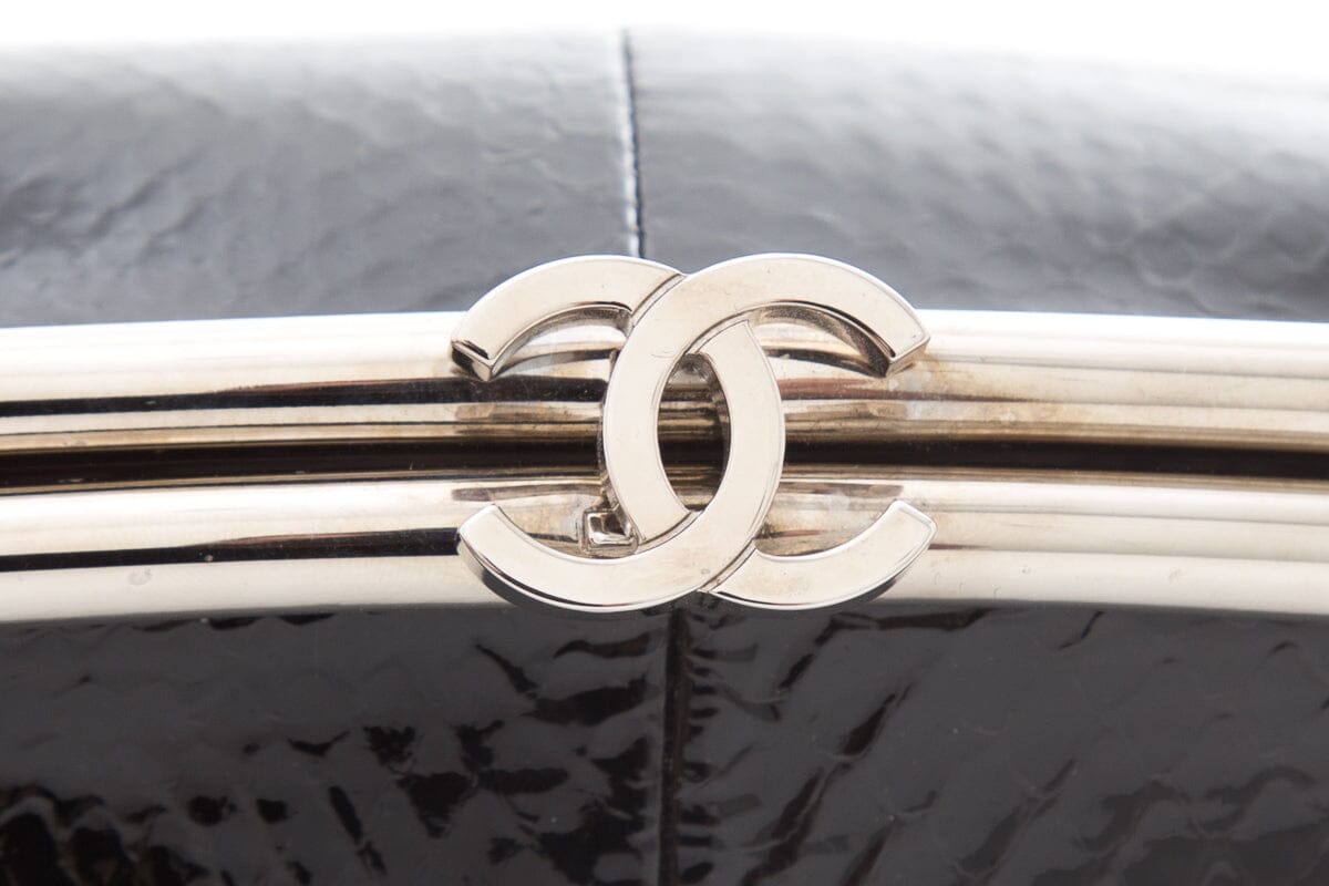 Chanel 2008-09 Black Patent Python Clutch