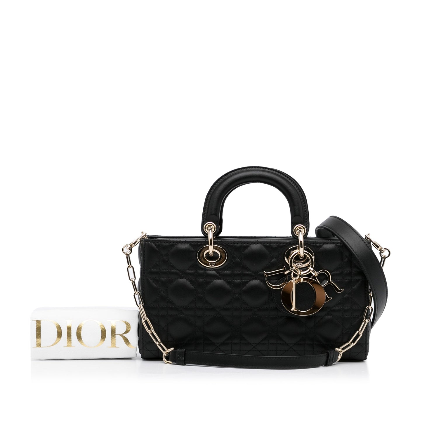 Dior Lady D-Joy Medium Black Cannage Quilted Leather