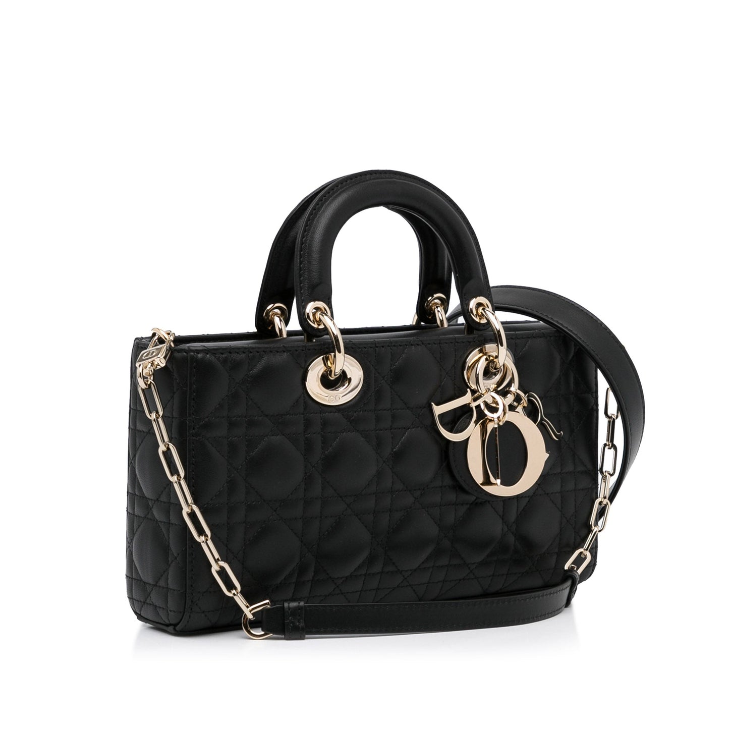 Dior Lady D-Joy Medium Black Cannage Quilted Leather