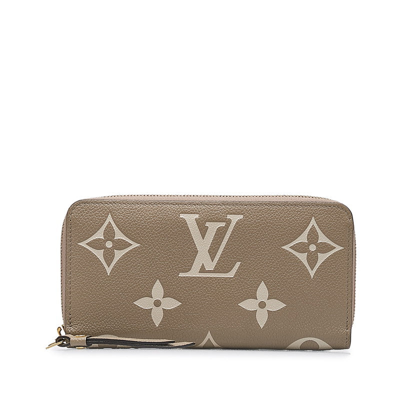 Louis Vuitton Monogram Implant Zippie Wallet Roundfassner Long Wallet M69794 Turtle Cream Beige Leather Ladies Louis Vuitton