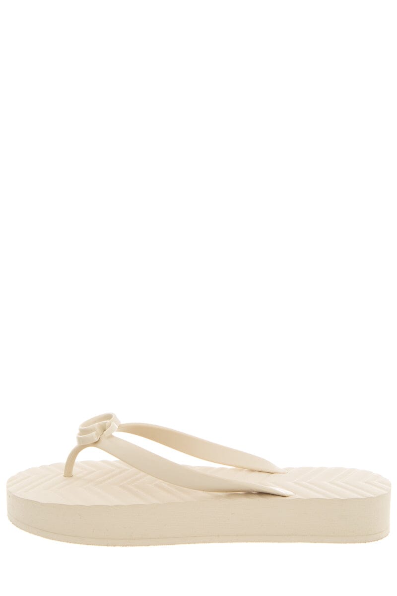 Gucci Ivory Rubber Logo Flip Flop Sandals SZ 40