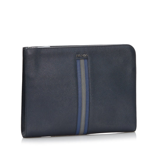 PRADA Saffiano Zip Around Portfolio Clutch Bag