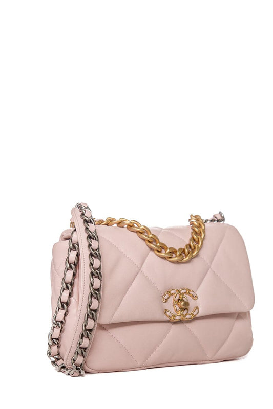 Chanel Light Pink Small Chanel 19 two toned hardware (2022) Handbag