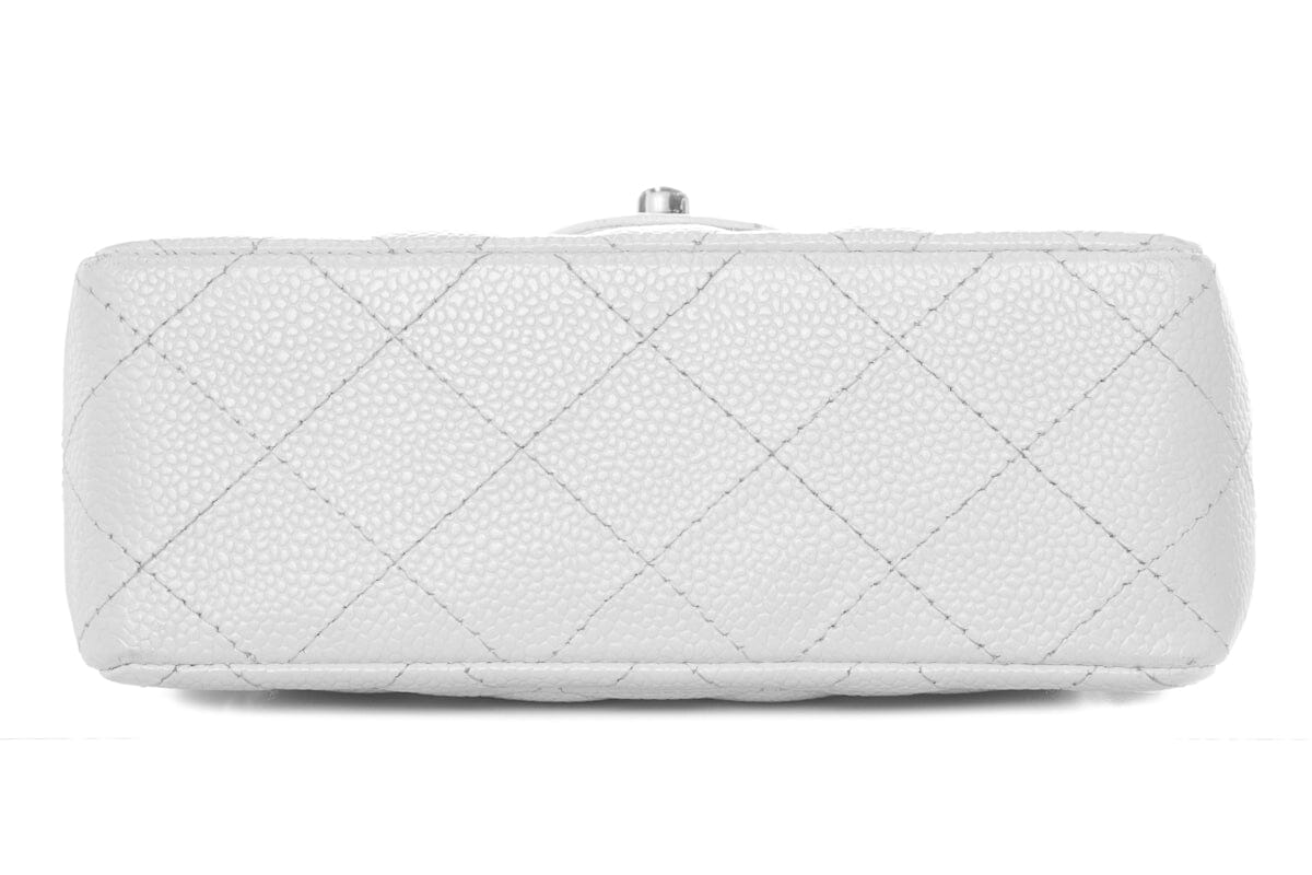 Chanel White Caviar Mini Flap SHW  Handbag