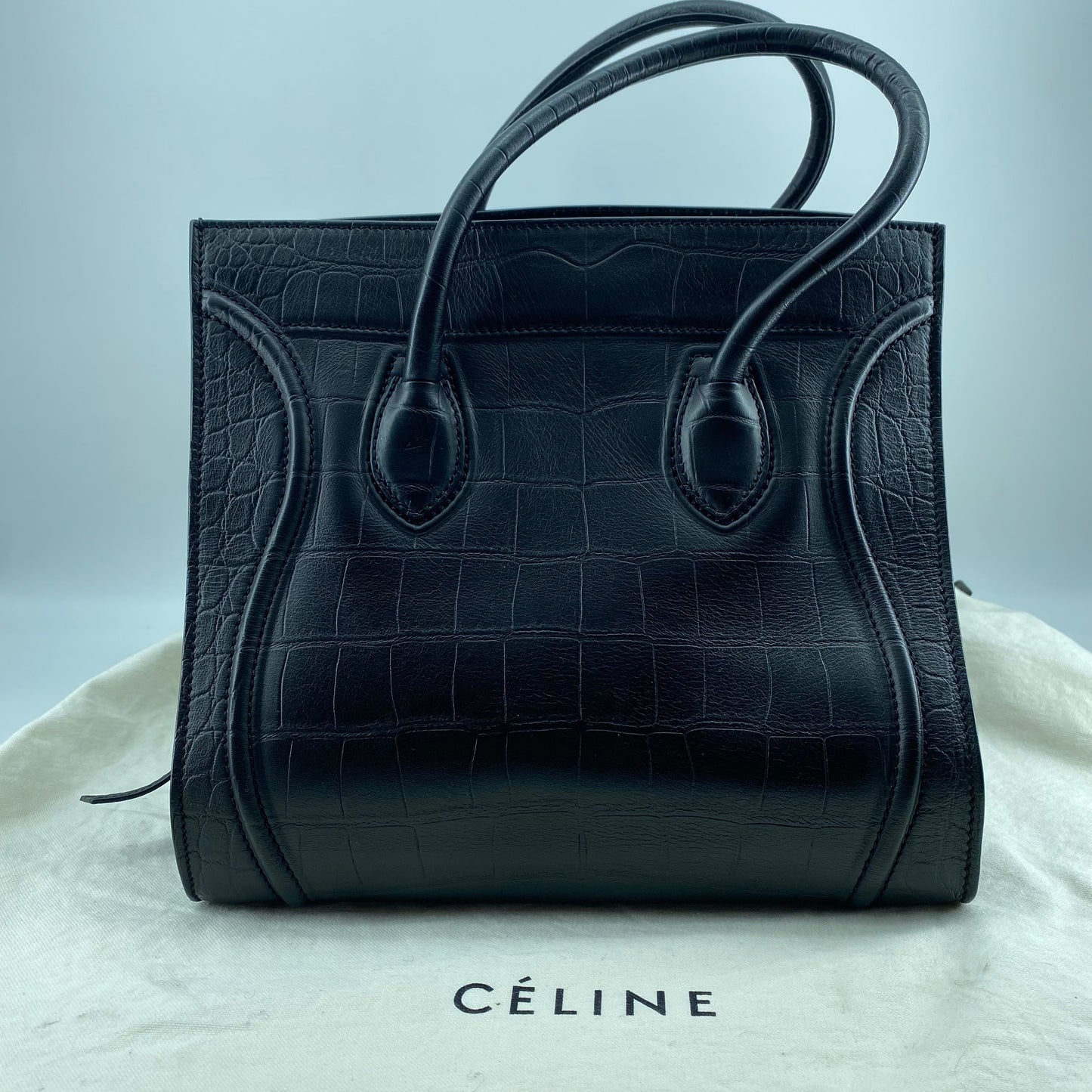 Celine Black Leather Medium Phantom Luggage Tote