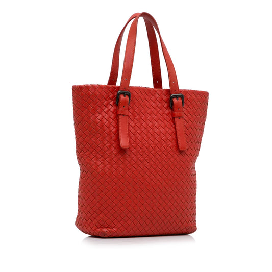 Red Bottega Veneta Large Intrecciato Cesta Tote Bag