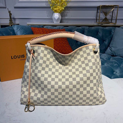LV Artsy MM Damier Azur Canvas For Women, Shoulder Bags 16.1in/41cm LV N40253