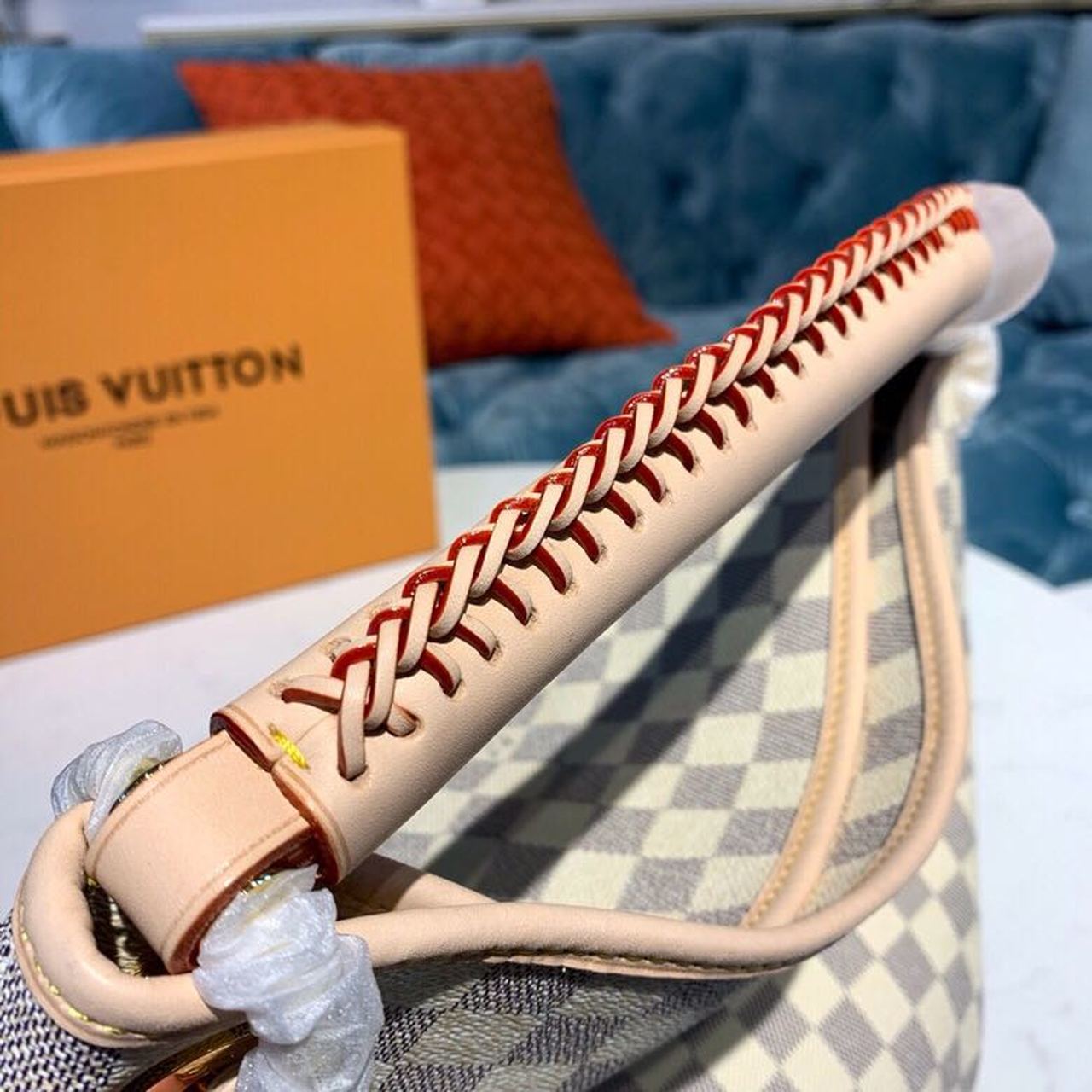 LV Artsy MM Damier Azur Canvas For Women, Shoulder Bags 16.1in/41cm LV N40253