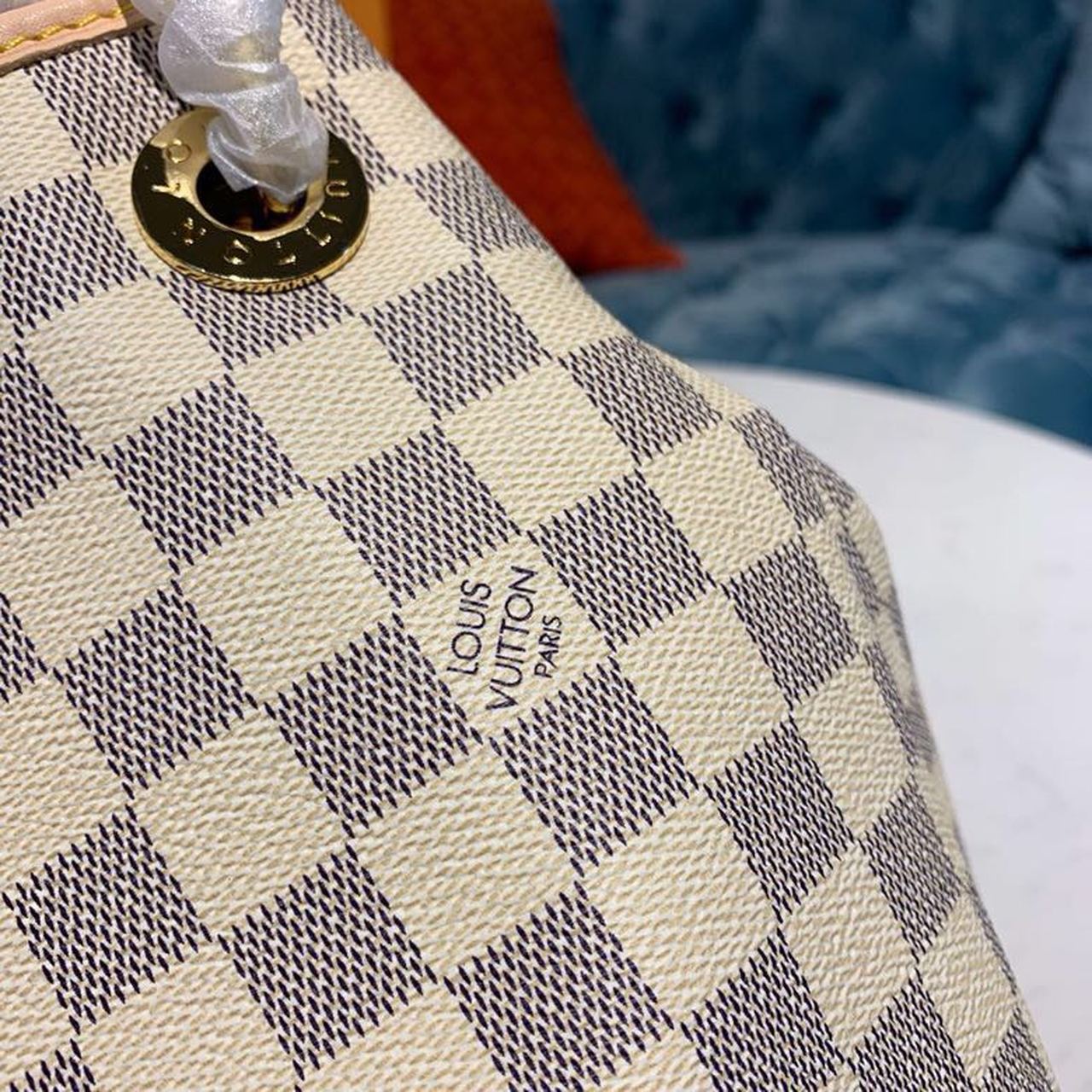 LV Artsy MM Damier Azur Canvas For Women, Shoulder Bags 16.1in/41cm LV N40253