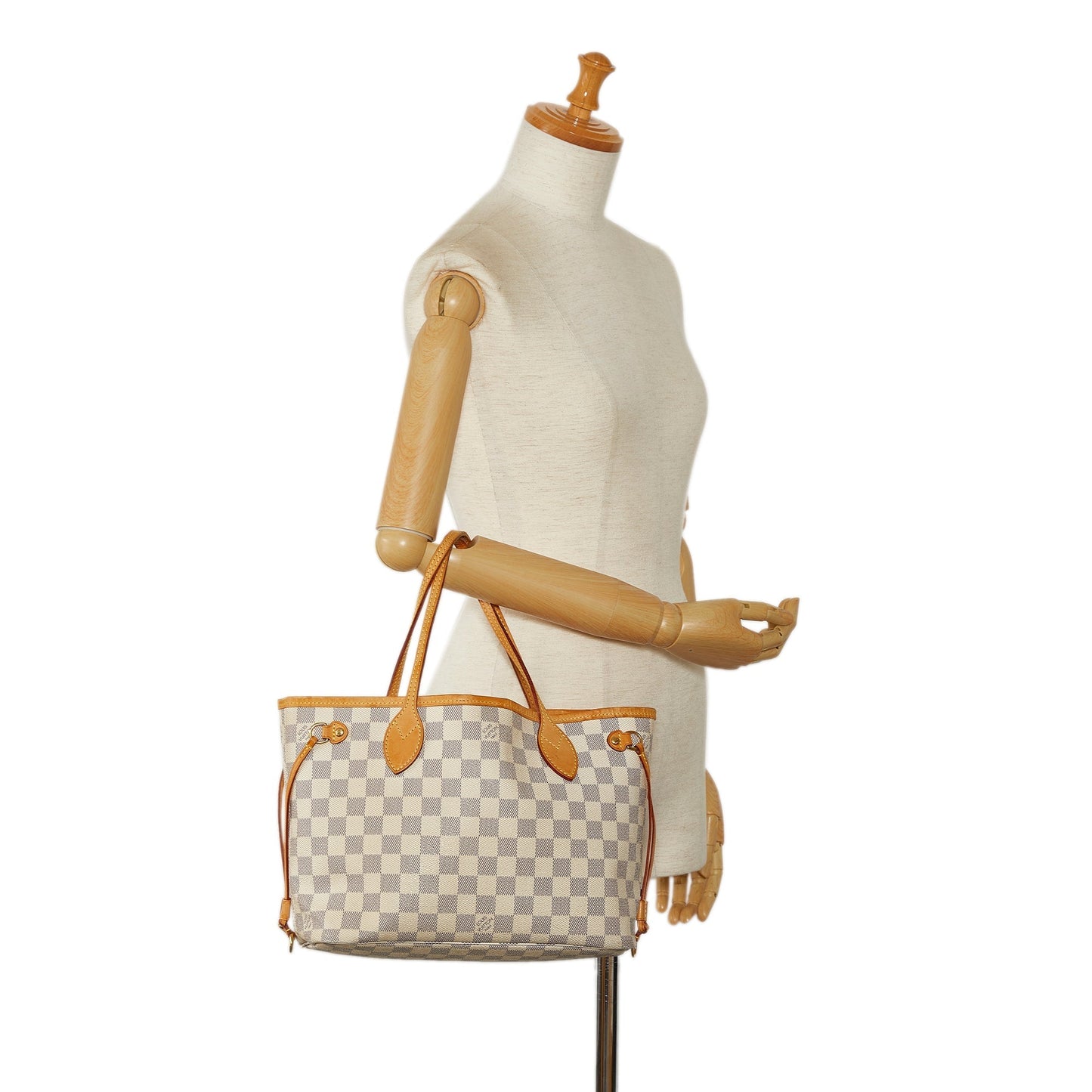 Beige Louis Vuitton Damier Azur Neverfull PM Tote Bag