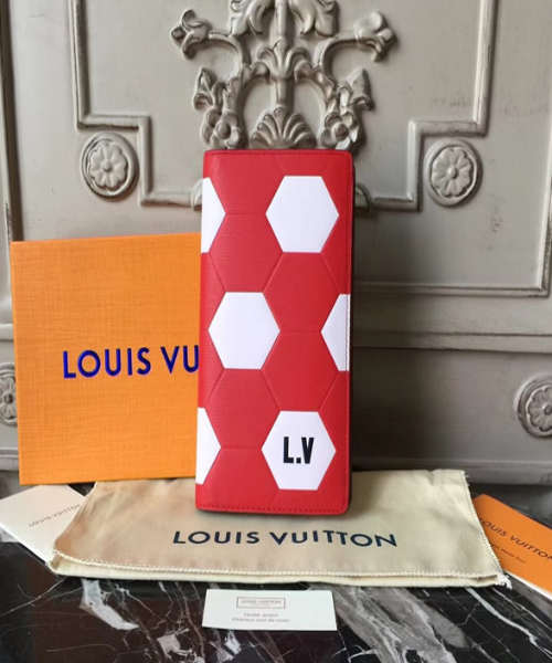 Louis Vuitton Brazza Wallet Epi Leather Hexagon Red